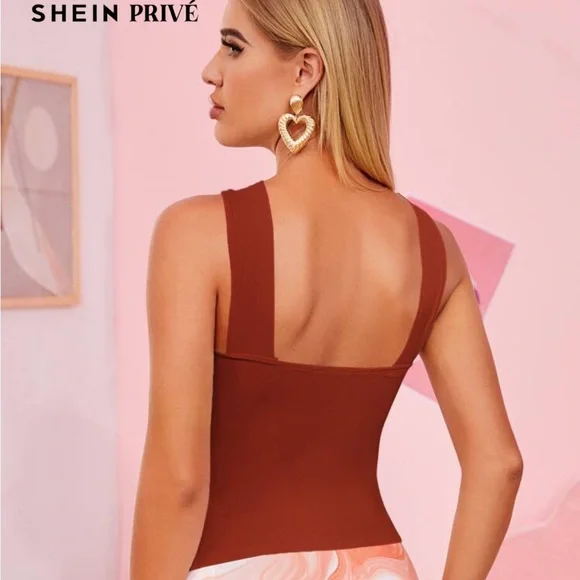 SHEIN Rust Cross-Front Top - Picture 5 of 10